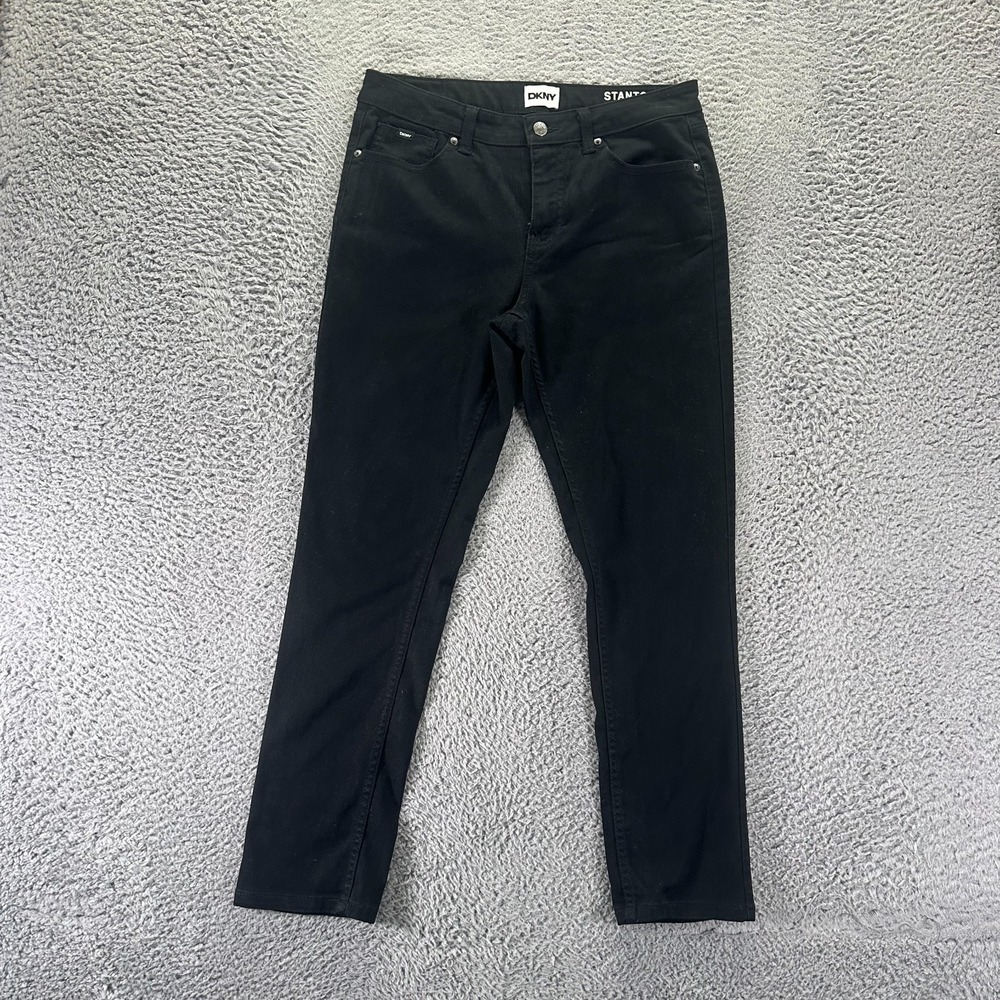 DKNY Stanton Pant Mens 30x28 Black Cotton Chino Slim Fit Straight Preppy Stretch